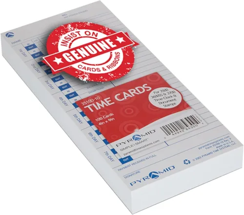 Vista 4 de Pyramid - Tarjetas de tiempo recicladas al 30% para modelos piramidales 3500 y 3700, 4 x 9 pulgadas, paquete de 100