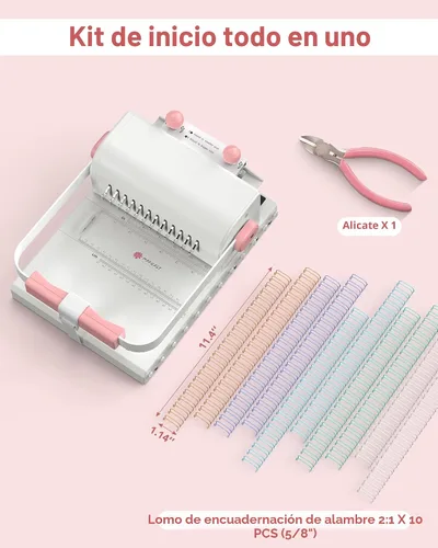 Vista 7 de MAKEASY Máquina de encuadernación con agujero de paso 2:1 – Kit de encuadernación portátil para libros con 10 cables de encuadernación de 5/8