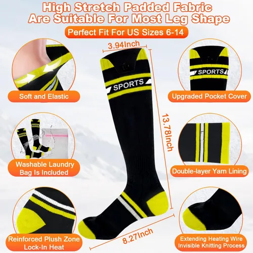 Vista 26 de 8000mAh*2 Heated Socks for Men Women with App Control,Large-Capacity Rechargeable Battery,360°Heating Warming,Electric Winter Socks,Foot Sole