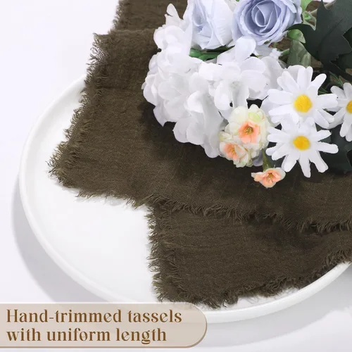 Vista 3 de TURSTIN 12 Piezas de Servilleta de Lino de Algodón Servilleta de Tela Hecha a Mano con Flecos 17 x 17 Pulgadas Servilletas Suave para Cenas Bodas