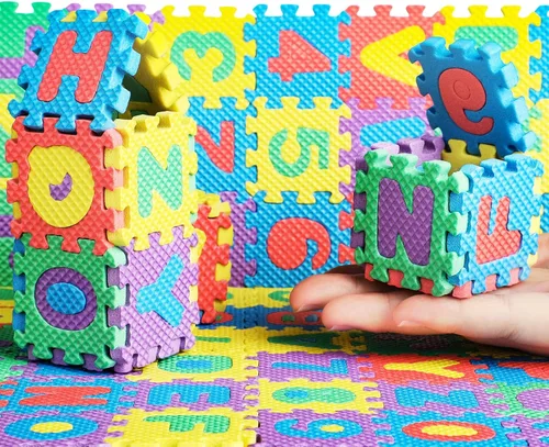 36 Pcs Foam Mat 2 x 2 Inch Interlocking Alphabet and Numbers Mini ABC Play Mats for Floor Colorful Alphabet Foam Letter for Floor, Soft EVA Tiles