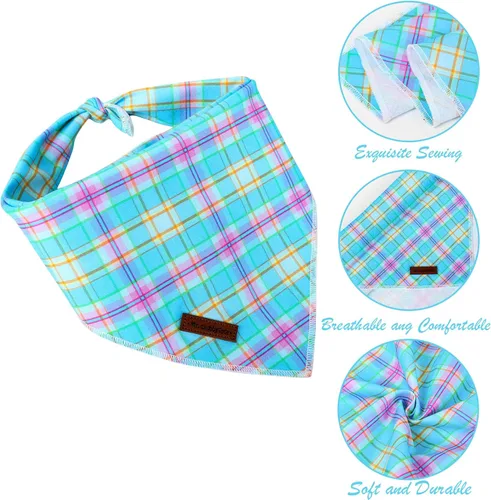 Vista 2 de MR. CHUBBYFACE Pañuelos azules con rayas para perros, reversibles, baberos triangulares, bufanda, accesorios para perros, gatos, mascotas