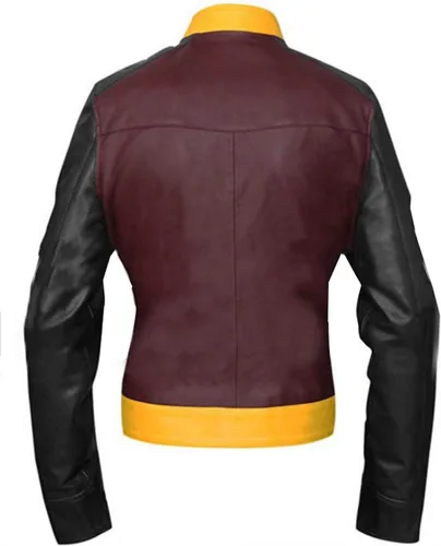 Vista 2 de SuperHero Wonder Girl Gal Gadot Marron and Black Faux Leather Jacket For Women