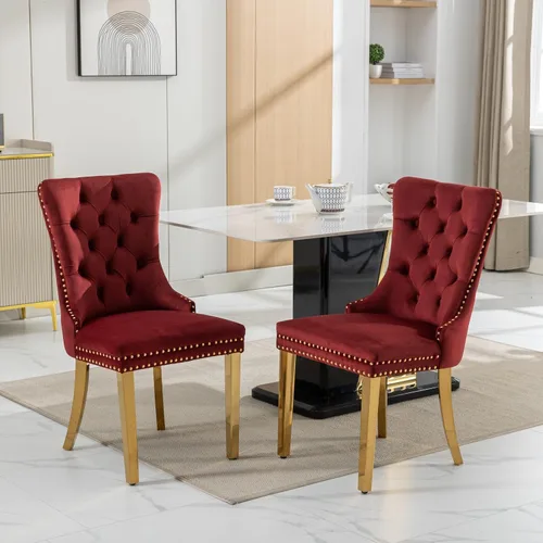 Vista 17 de Modern High-end Tufted Solid Wood Contemporary Velvet Upholstered Dining Chair with Chrome Stainless Steel Legs and Nailhead Trim, Dining Chairs