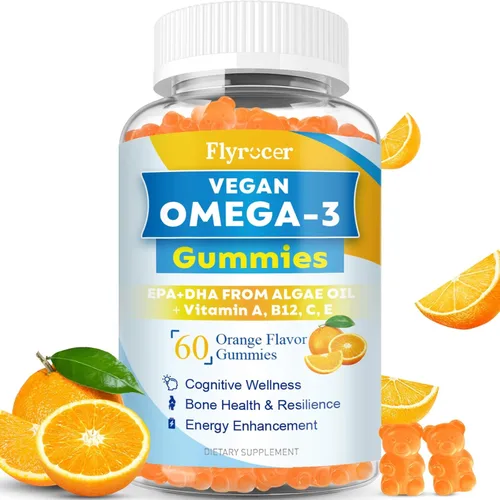Gomitas veganas Omega 3 – Suplemento de aceite de algas Omega 3 con DHA, EPA y 10 vitaminas esenciales, alternativa al aceite de pescado – Apoya el
