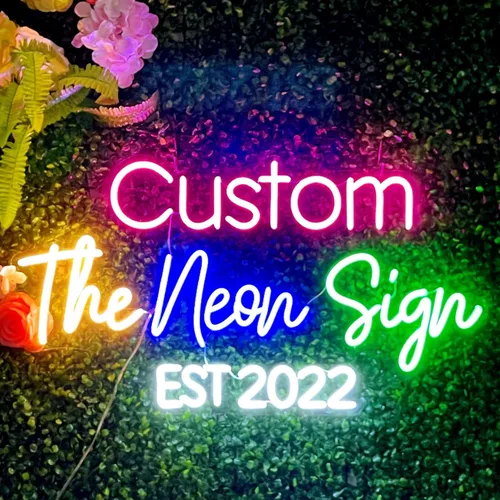 Letreros de neón personalizados, letreros de luces LED grandes de neón personalizables para decoración de pared, boda, fiesta de cumpleaños,