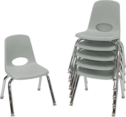 Vista 87 de Factory Direct Partners 10367-BL Silla escolar apilable de 16 pulgadas, asiento apilable para estudiantes con patas de acero cromado y rodamientos
