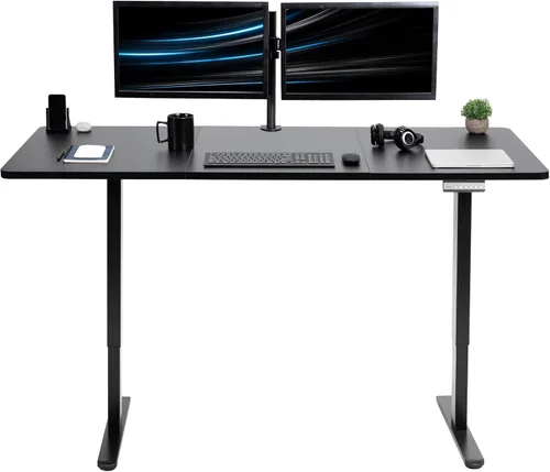 Vista 24 de VIVO DESK-KIT-E2B1B - Escritorio eléctrico de pie con motor doble, ajuste de altura de memoria, serie E2B, marco negro superior negro, DESK-KIT-E2B1B