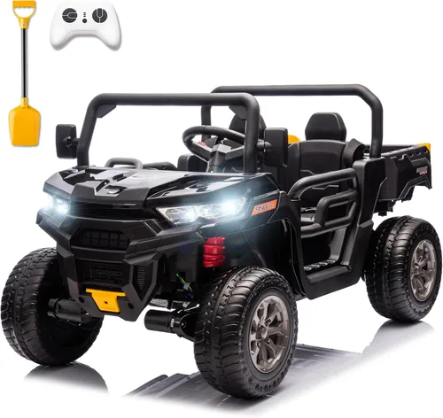 Sopbost Juguetes de Montar de 2 Asientos 24V para Niños Grandes con Cama de Volteo Eléctrica Autos Eléctricos 4WD con Batería para Niños con Control