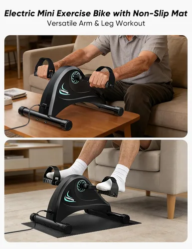 Vista 2 de LUBBYGIM Mini Exercise Bike, Under Desk Bike Pedal Exerciser for Seniors & Physical Therapy, Electric Motorized Foot Pedal Machine for Arm and Leg