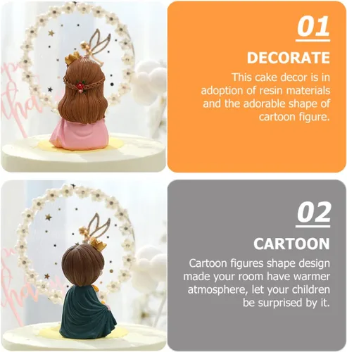 Vista 5 de Kisangel 2 piezas de decoración de pastel de dibujos animados, decoraciones de cumpleaños, decoración de pastel de cumpleaños, decoración de pastel